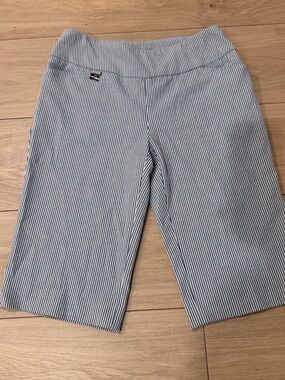 LISETTE Navy and White Narrow Stripe Capri